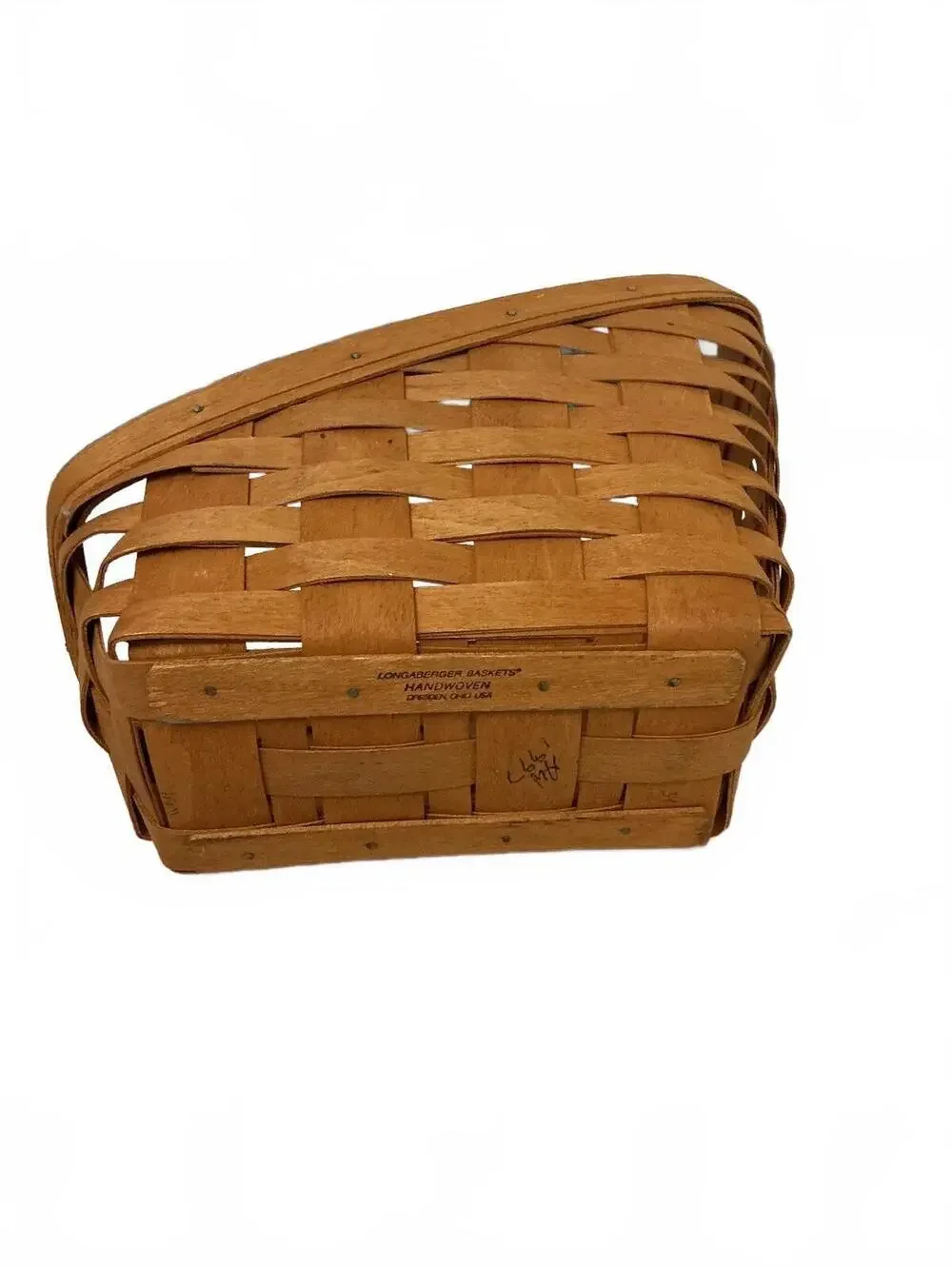Vintage Longaberger Slanted Basket Handwoven Dresden Ohio USA Storage Decor